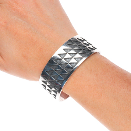 6.75" Clement Honie Hopi Overlay cuff bracelet sterling silver
