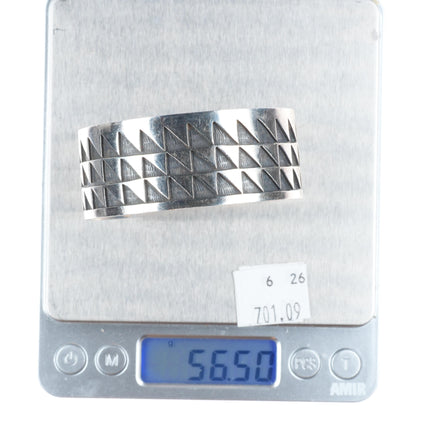 6.75" Clement Honie Hopi Overlay cuff bracelet sterling silver