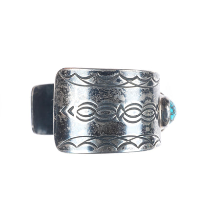7" c1950's Heavy Spiderweb Bisbee Turquoise Navajo sterling silver cuff bracelet
