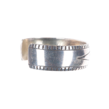 6.7" Vintage Navajo sterling silver hammered/chiseled domed cuff bracelet