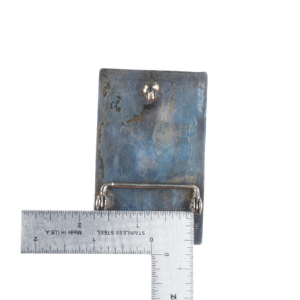 Vintage Ohmsatte Zuni sterling silver intarsia inlay sunface belt buckle