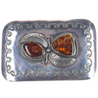 George Kee Navajo sterling silver Arizona Fire Agate belt buckle