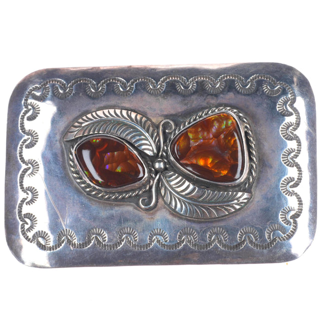 George Kee Navajo sterling silver Arizona Fire Agate belt buckle