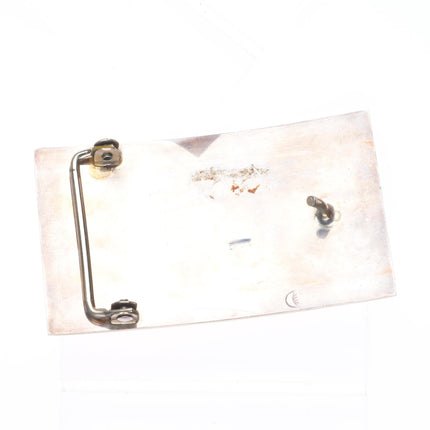 Vintage Navajo sterling silver deer overlay belt buckle