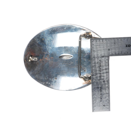 Rick Martinez Navajo sterling silver chiseled concho style belt buckle