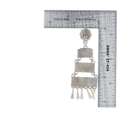 big Vintage Zuni snake eye turquoise chandelier cluster earrings