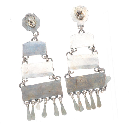 big Vintage Zuni snake eye turquoise chandelier cluster earrings