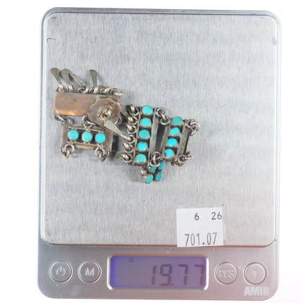 big Vintage Zuni snake eye turquoise chandelier cluster earrings