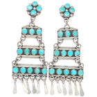 big Vintage Zuni snake eye turquoise chandelier cluster earrings