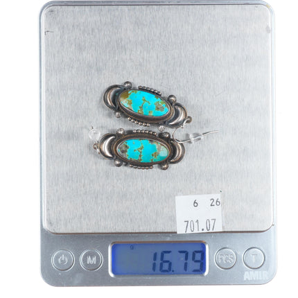 Stanley Parker Navajo sterling silver high grade turquoise earrings
