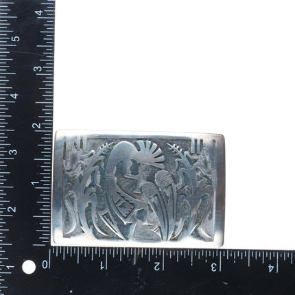 Steven Sockyma Hopi Overlay Kokopelli/Corn sterling silver belt buckle