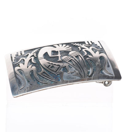 Steven Sockyma Hopi Overlay Kokopelli/Corn sterling silver belt buckle