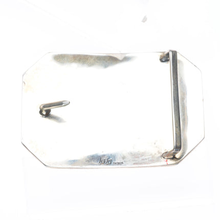 Gary-Elsie Yoyokie Hopi/Zuni sterling silver Kachina/korn figures belt buckle