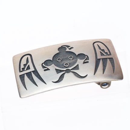 Weaver Selina Hopi Overlay Mudhead Kachina sterling silver belt buckle
