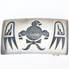 Weaver Selina Hopi Overlay Mudhead Kachina sterling silver belt buckle