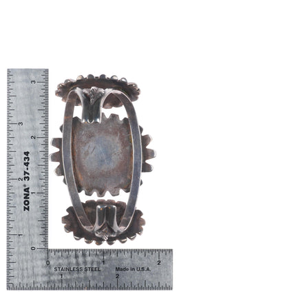 6.5" Vintage Navajo sterling silver spiderweb pyrite turquoise cuff bracelet