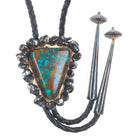 Vintage Brutalist sterling silver high grade spiderweb turquoise bolo tie