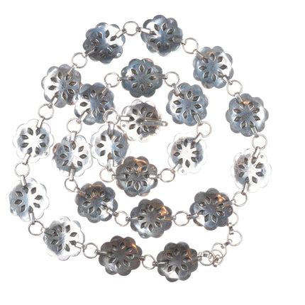 42" Vintage Southwestern/Navajo sterling silver deep stamped link concho belt