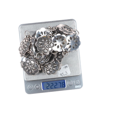 42" Vintage Southwestern/Navajo sterling silver deep stamped link concho belt