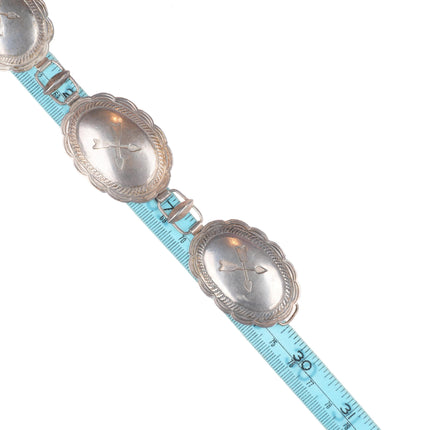 29.5" c1940's Vintage Navajo/Fred Harvey Era sterling silver stamped concho belt