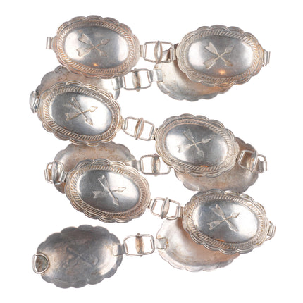 29.5" c1940's Vintage Navajo/Fred Harvey Era sterling silver stamped concho belt