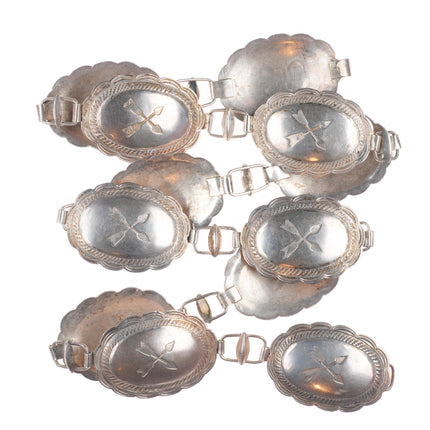29.5" c1940's Vintage Navajo/Fred Harvey Era sterling silver stamped concho belt