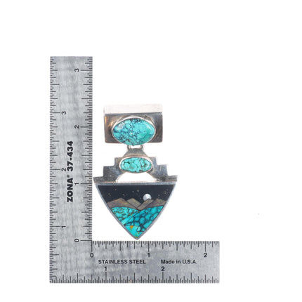 Mark Jimenez Apache/Comanche Native American spiderweb turquoise inlay pendant