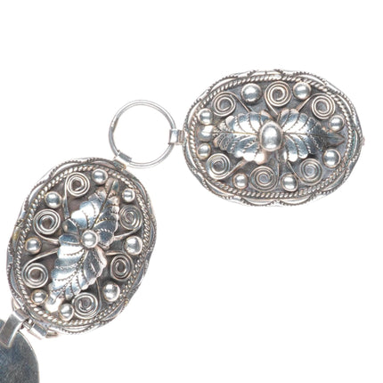 36" Gilbert Adeky Navajo vintage sterling silver feather link concho belt