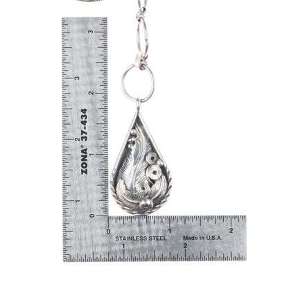 36" Gilbert Adeky Navajo vintage sterling silver feather link concho belt