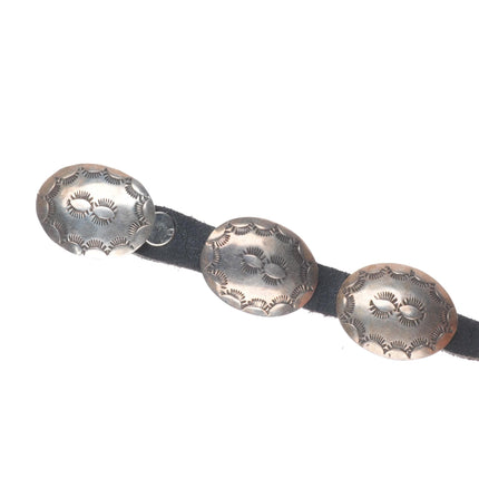 42" Vintage Navajo sterling silver slim hand stamped concho belt