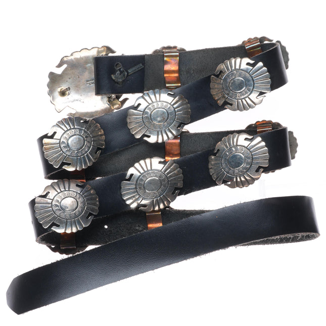 47" Mike Begay Navajo sterling silver hand stamped concho belt