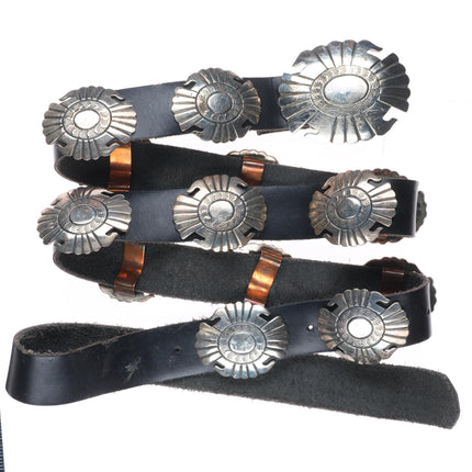 47" Mike Begay Navajo sterling silver hand stamped concho belt