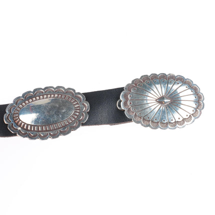 42" Vincent J Platero Navajo sterling silver hand stamped concho belt