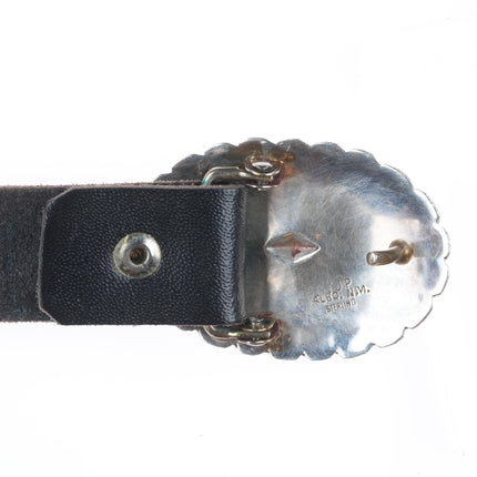 42" Vincent J Platero Navajo sterling silver hand stamped concho belt