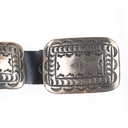 40" Clifford Monroe Navajo hand stamped vintage sterling silver concho belt