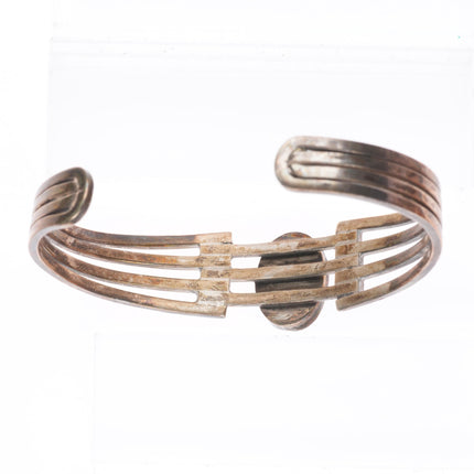 7.5" Vintage Navajo sterling silver turquoise open band cuff bracelet