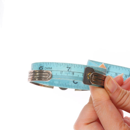 7.5" Vintage Navajo sterling silver turquoise open band cuff bracelet