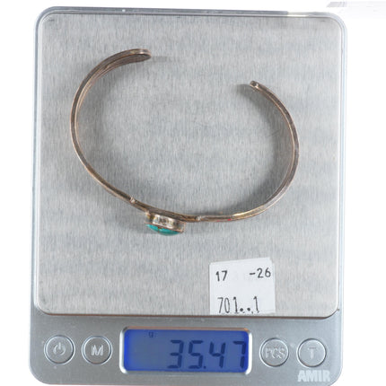 7.5" Vintage Navajo sterling silver turquoise open band cuff bracelet