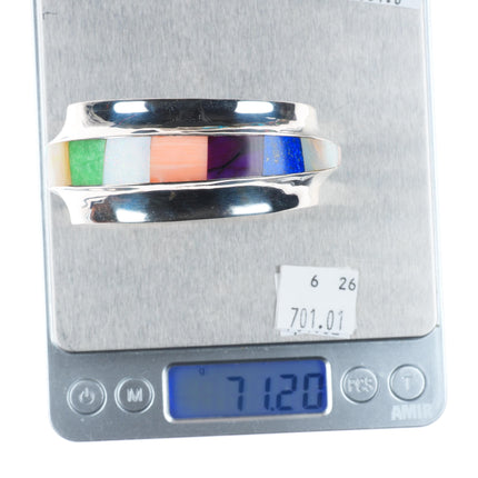 6.5" Frank Carrillo Laguna Sterling silver Sugilite, Coral, opal cuff bracelet