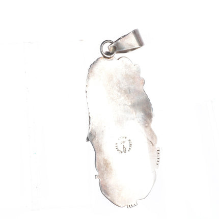 Robert & Noreen Kelly Navajo large vintage sterling silver turquoise pendant