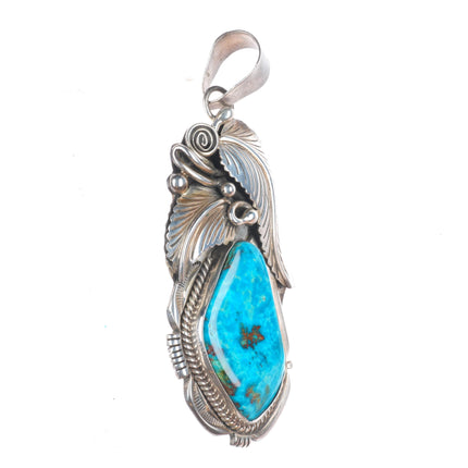 Robert & Noreen Kelly Navajo large vintage sterling silver turquoise pendant