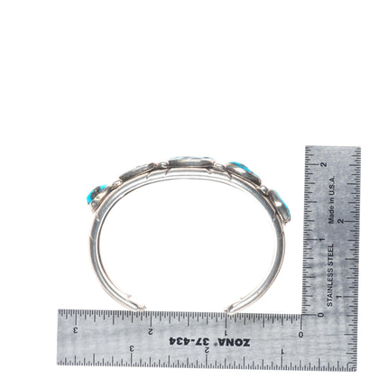 6.4" 40's-50's Vintage Navajo Sturdy row cuff bracelet with nice turquoise