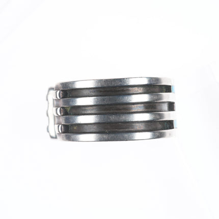 6.4" Kee Joe Benally Navajo sterling silver turquoise inlay cuff bracelet