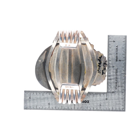 6.75" Wilbur Wauneka Navajo sterling silver vintage cuff bracelet big turquoise