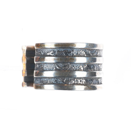 6.2" Vintage H Spencer Navajo sterling silver banded cuff bracelet