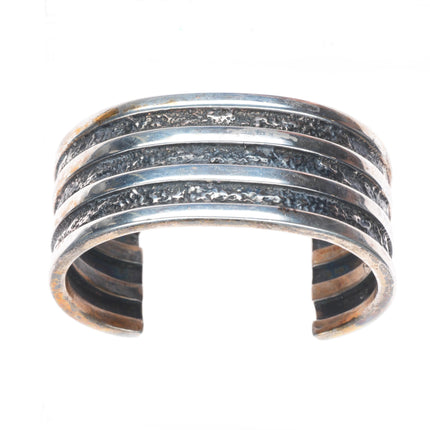 6.2" Vintage H Spencer Navajo sterling silver banded cuff bracelet