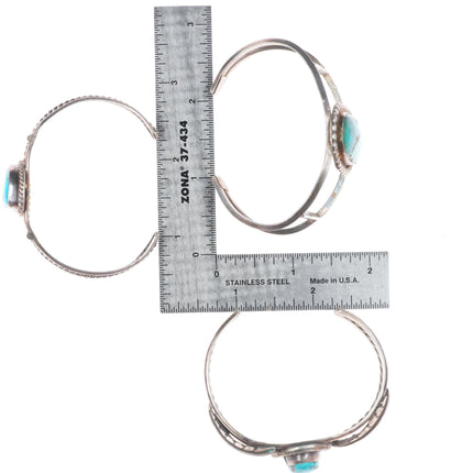 6.2" Vintage Navajo/Zuni sterling silver turquoise/Onyx cuff bracelet lot
