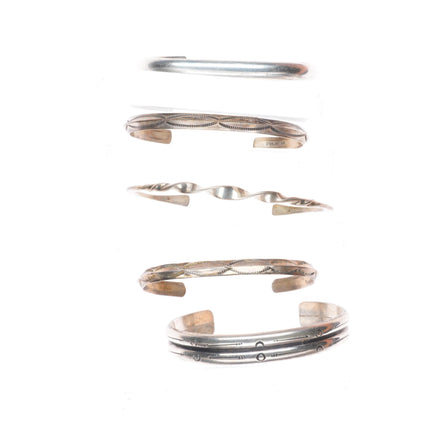 6.4"+ Vintage Navajo sterling silver carinated/stamped stacker cuff bracelet lot
