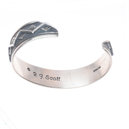 5.8" R.J. Scott Navajo sterling silver modernist cuff bracelet