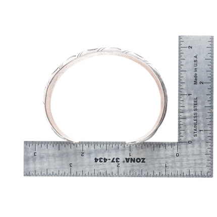6.75" Tracy Navajo hand stamped domed sterling silver cuff bracelet